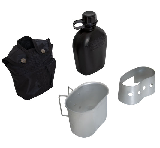 4 Piece Canteen Kit With Cover, Aluminum Cup & Stove / Stand