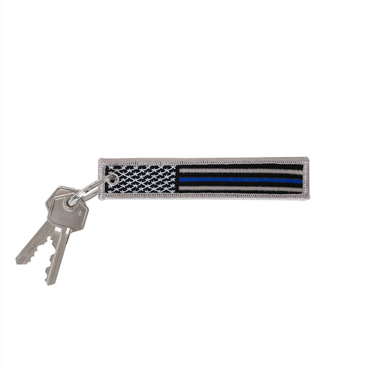 Thin Blue Line Flag Patch Keychain