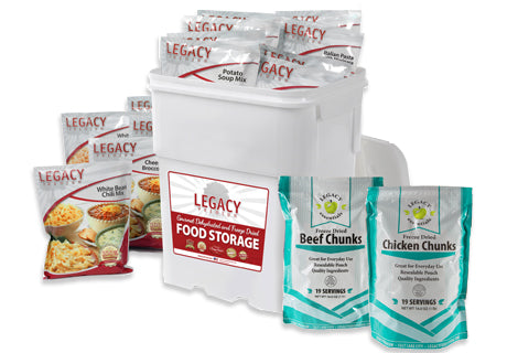 158 Serving Freeze Dried Chicken, Beef and Entree Combo Bucket