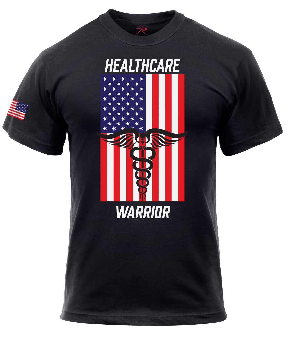 Healthcare Warrior US Flag T-Shirt - Black