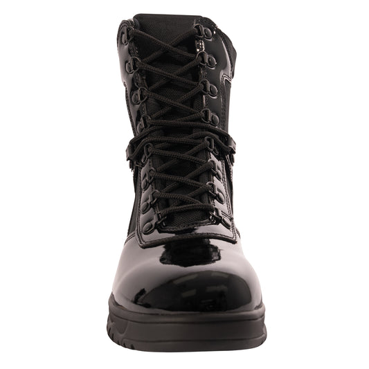 Forced Entry High-Gloss Tactical Boot with Side Zipper - 8 Inch