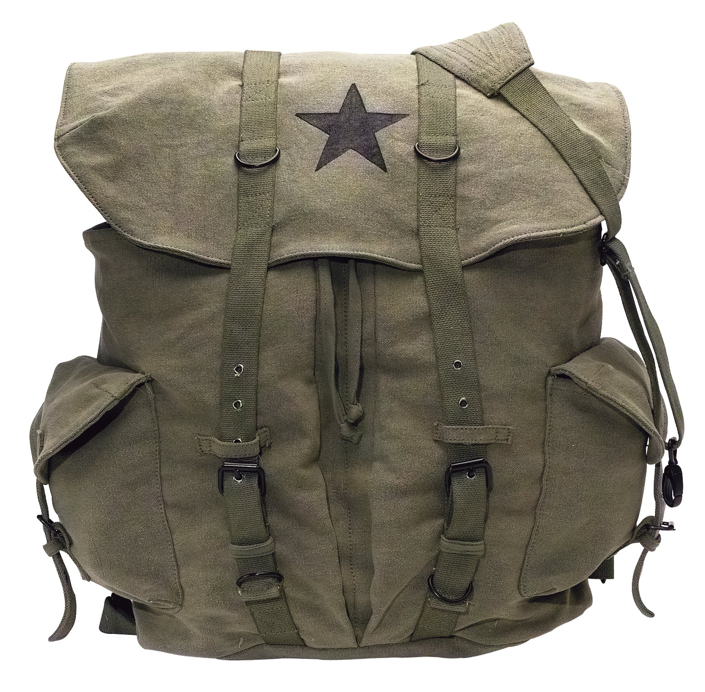 Vintage Weekender Canvas Backpack with Star