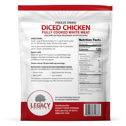 19 Servings 100% USDA Freeze Dried Chicken Dices