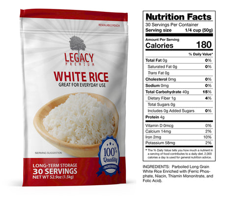 Long Shelf Life Parboiled White Rice - 6 pack